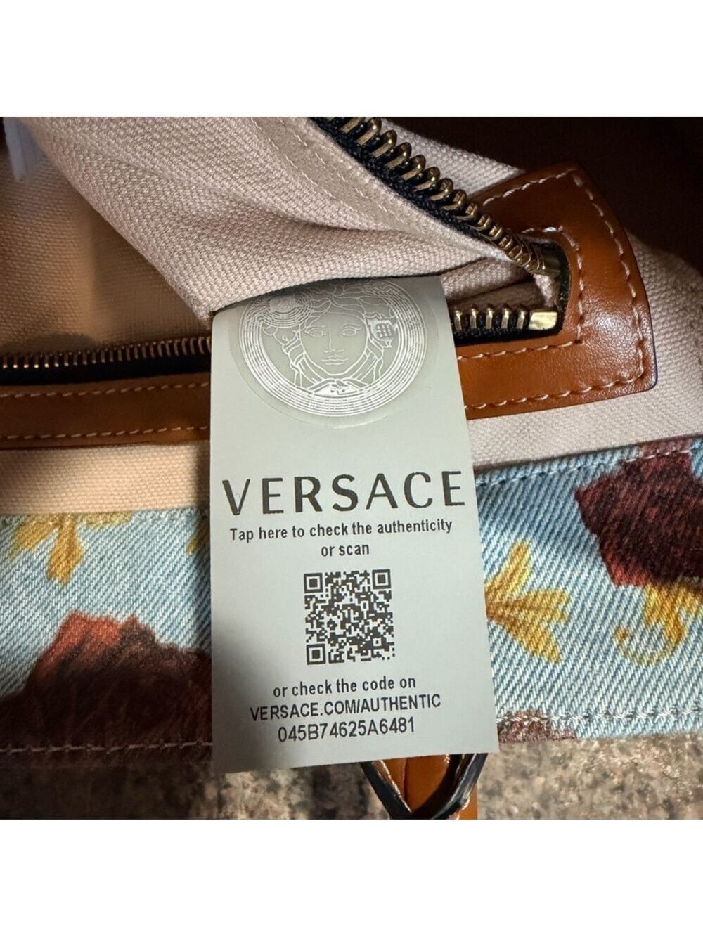 Versace Floral Canvas Tote Bag - Picture 9 of 10